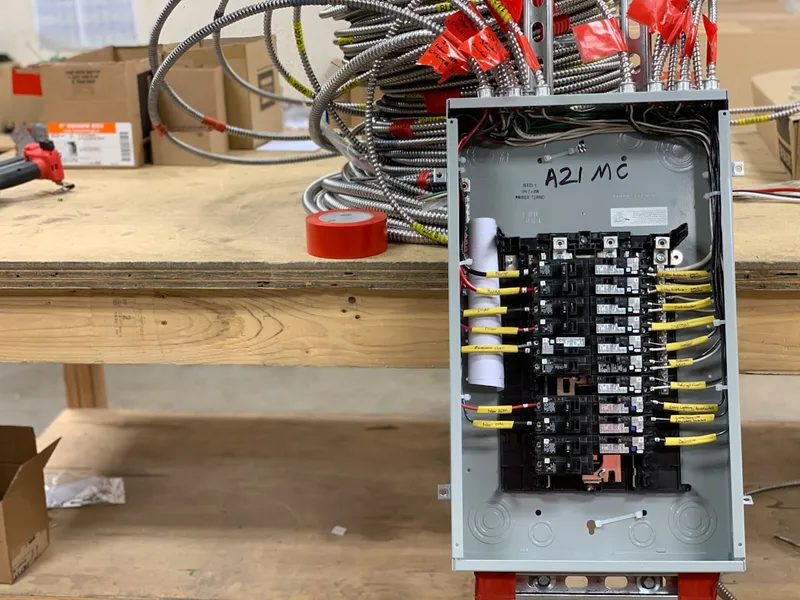 Newly installed electrical panel with neatly run armoured cable on a Victoria residential job